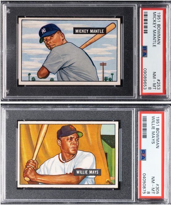 1951 Bowman Mickey Mantle & Willie Mays